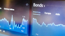 American bonds on stock market perspective dashboard. Stock exchange market chart.