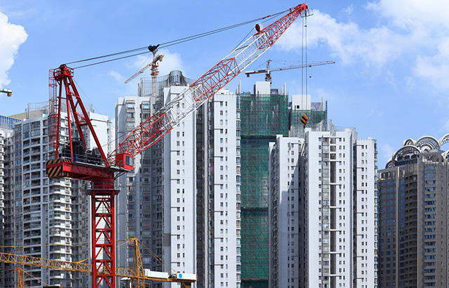 Skyscrapers and construction site in guangzhou