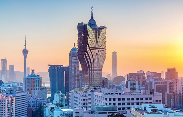 Macau city skyline at sunset