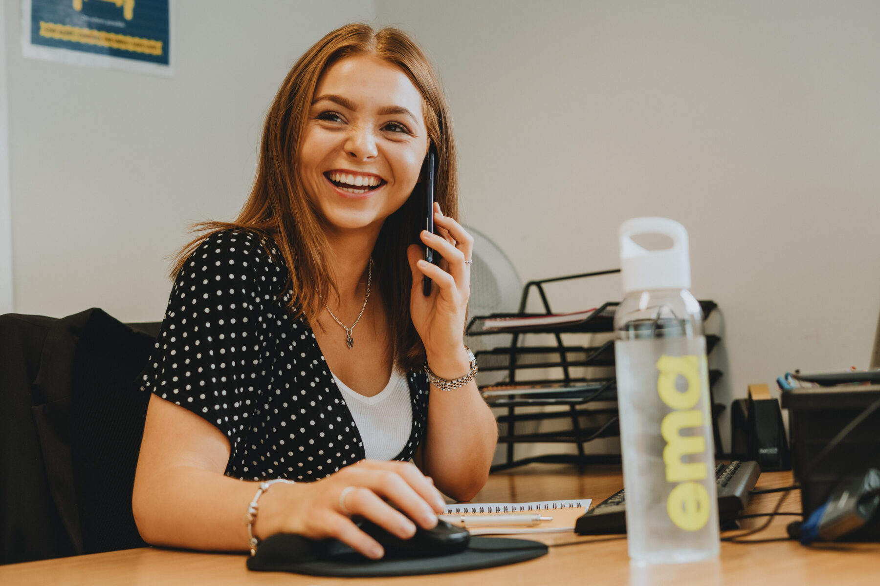 Finance Manager, Rosie, on the phone.